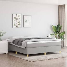 Bed Frame Light Grey Polyester Plywood Engineered Wood King 720287236665 Box Spring Gray Fabric Us Only