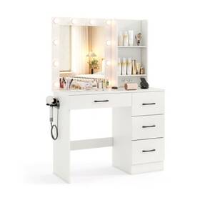 Bedroom Set Lockable Mirrored Jewelry Cabinet Vanity Desk 694162390002 With And