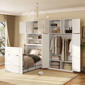 Fetines As8cfgb Murphy Cabinet Bed With Wardrobe And Storage Shelves Solid Wood Bedroom Sets