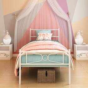 Gime B09kz42st6 White Twin Bed Frames Storage For Girls Boys Platform Mattress