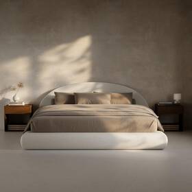 Recci Cwc-010 Airframe Half-moon Upholstered King Platform Bed Frame Velvet Curved Arch