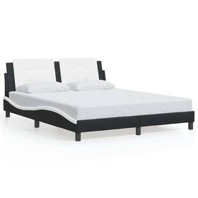 Vidaxl 721012347069 Bed Frame Without Mattress Inch Zadar Black And White 59.8 X79.9 Faux Leather