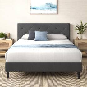 Zinus 008678883642 King Shalini Upholstered Platform Bed Frame Zu-fppbc5zc-14k Dark Grey