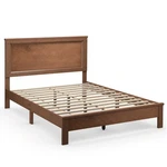 Queen Size Frame Platform Slat High Headboard Bedroom Rubber Wood Leg Walnut. Fixed Price $299.99.