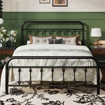 Metal Platform Bed Frame Queen Victorian Iron Art Headboard Footboard Black Sha. Fixed Price $173.10.