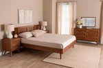 Rina Ash Walnut Wood 4-PIECE Full Size Bedroom Set. Fixed Price $1496.00.