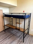 Polibi Black Loft Bed With Desk And Shelf, Space Saving Design, Twin. Fixed Price $90.00.