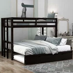 Euroco Wood Twin Over Bunk Bed With Trundle For Kids Teens Room, Espresso. Fixed Price $749.49.