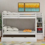 Solid Wood Bunk With Trundle Platform Frames Daybed Home School Dorm. Fixed Price $819.90.
