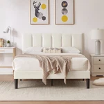 Vecelo Upholstered Platform Bed Frame Twin/full/queen With Headboard Wooden Slat. Fixed Price $139.99.